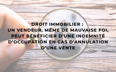 Droit immobilier : un vendeur, même de mauvaise foi, peut bénéficier d’une indemnité d’occupation en cas d’annulation d’une vente